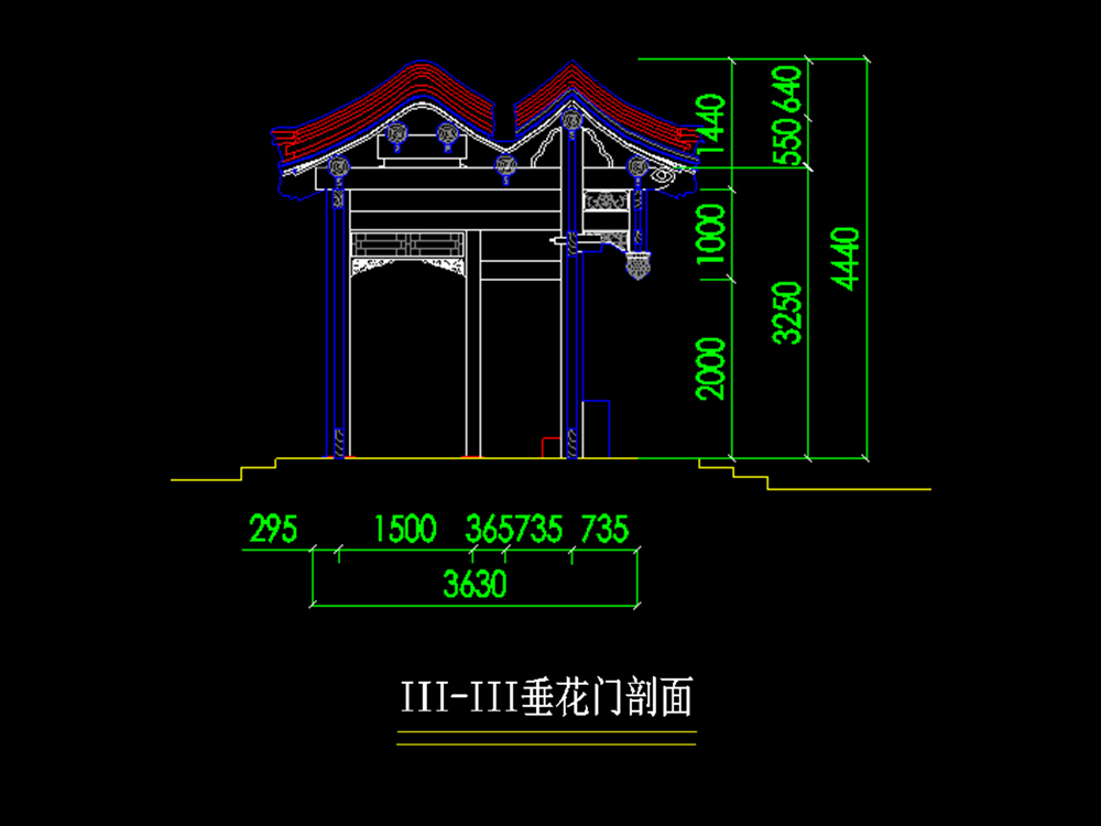 垂花門剖面圖